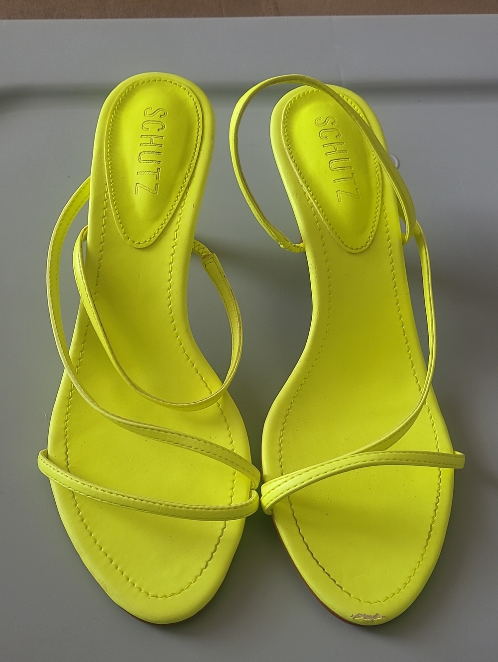 Schutz Neon Yellow Strappy Heel Sandals for Women Size 7 - Picture 2 of 7